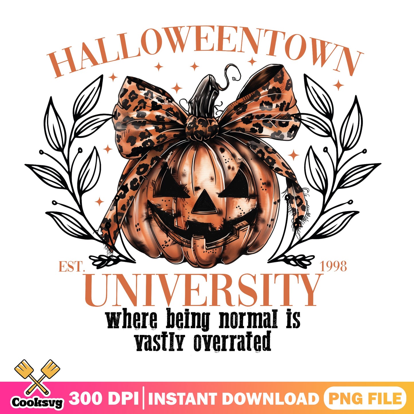 Halloweentown University Pumpkin PNG, Halloween PNG, Coquette PNG