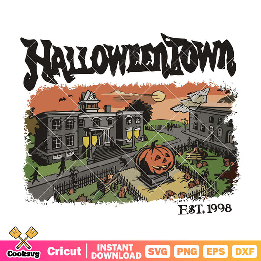 Halloween town est 1998 svg, halloween town svg, pumpkin svg