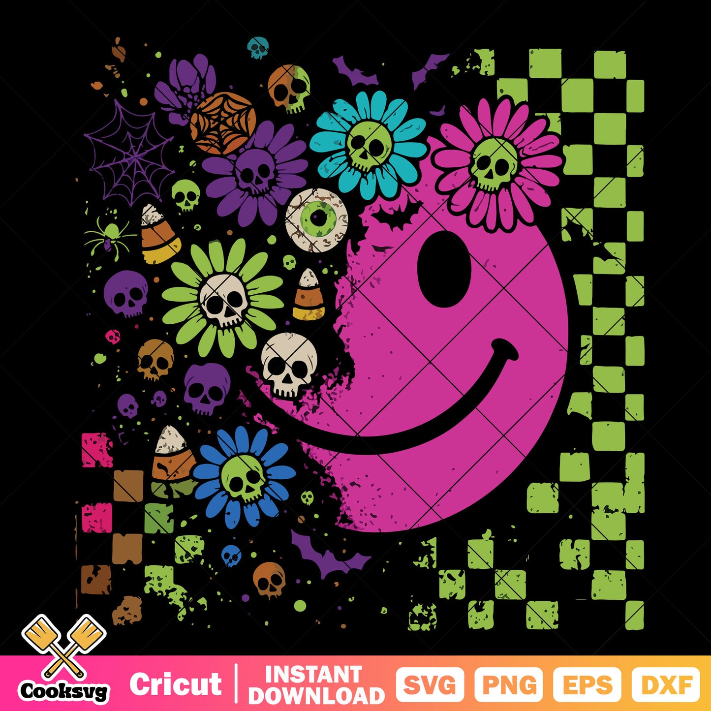 Halloween vibes icon svg, halloween vibes svg, flower halloween svg
