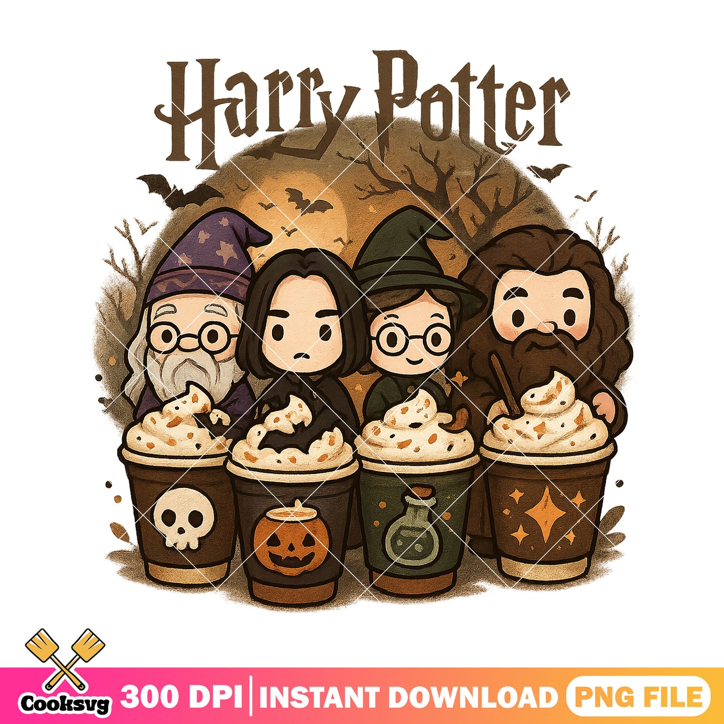 Halloween witch teachers art png, harry potter png, horror movie png