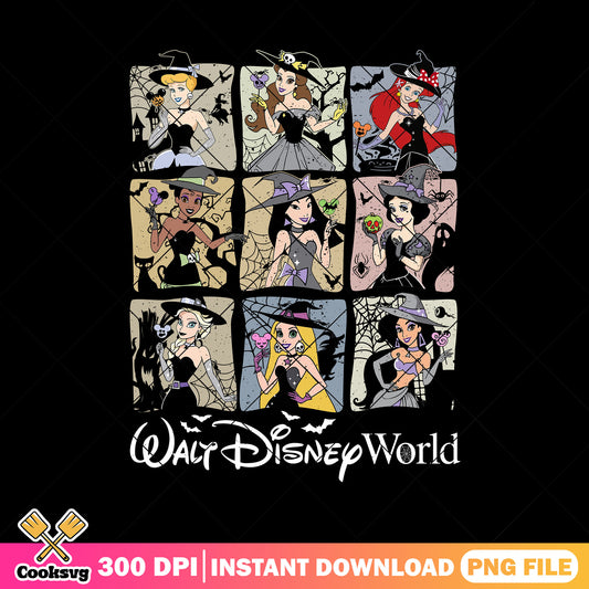 Halloween with disney princesses png, horror disney png, princess png