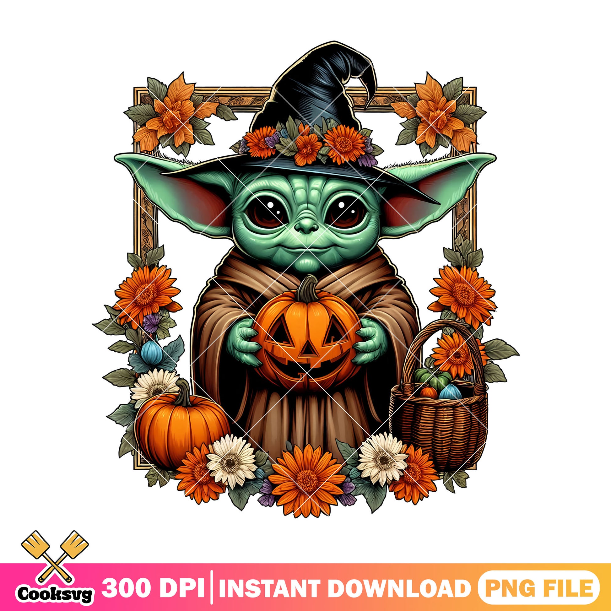 Halloween yoda with basket png, disney world png, halloween costumes​