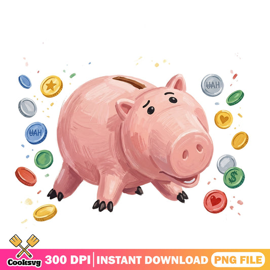 Hamm Piggy Bank Toy Story PNG, Disney Pixar PNG, Coins PNG