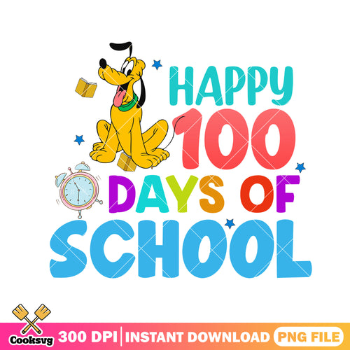 Happy 100 days school pluto png, back to school art png, pluto cute png