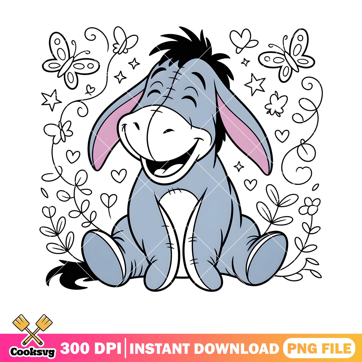 Happy Eeyore poster png, winnie the pooh eeyore png, cartoon pooh png