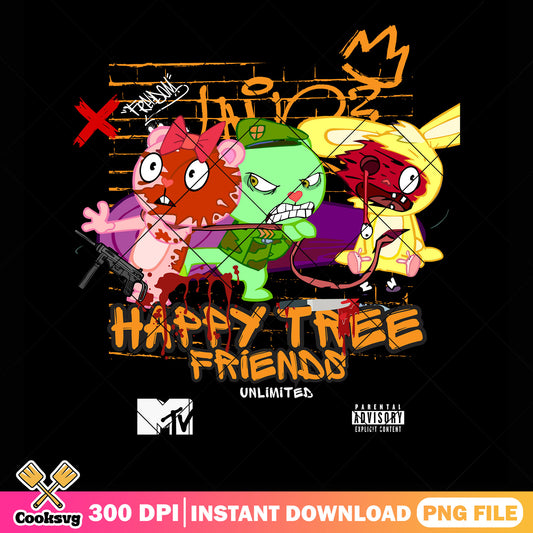 Happy Tree Friends png, 90s aesthetic png, Parental Advisory png