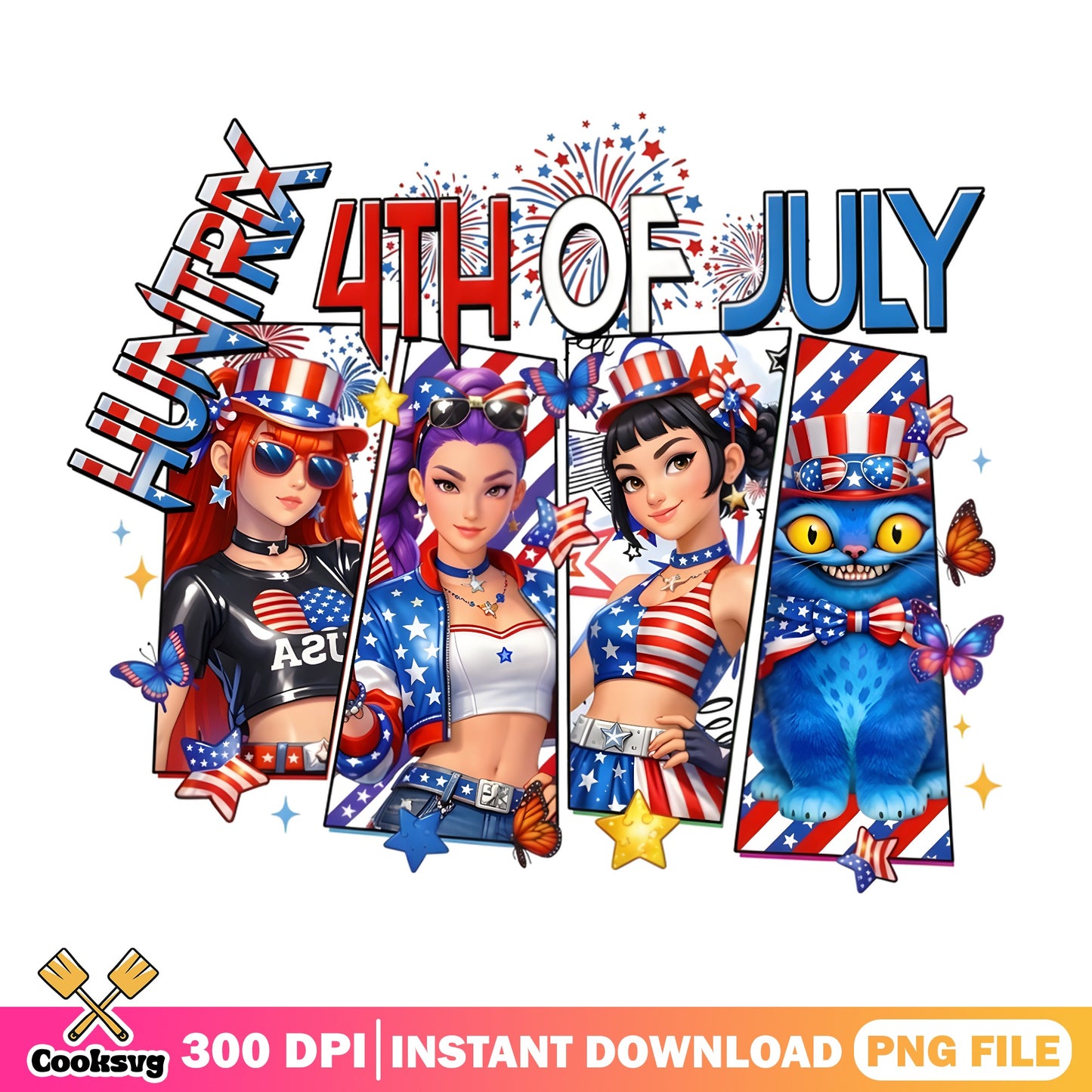 Happy 4th Of July Girls PNG, Patriotic Women PNG, USA PNG