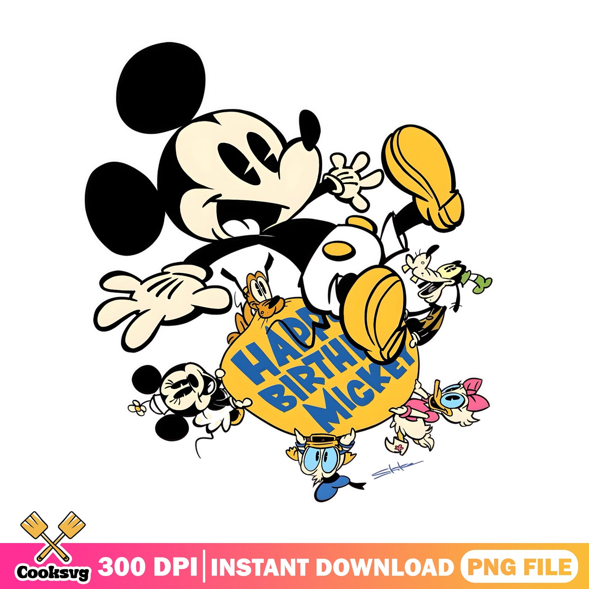 Happy Birthday Mickey Mouse PNG, Disney Friends PNG, Birthday PNG