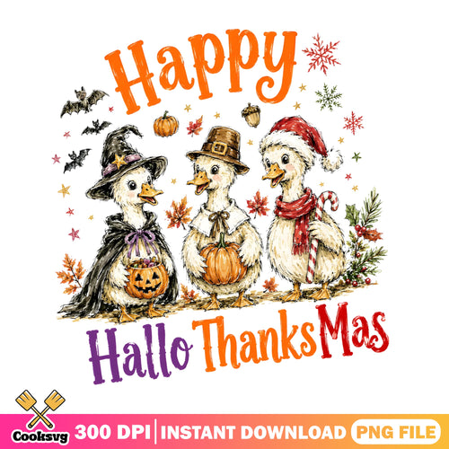 Happy Hallothanksmas Duck PNG, Funny Duck PNG, Holiday PNG