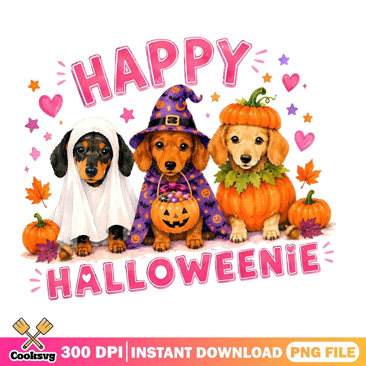 Happy Halloweenie Dachshund PNG, Halloween Dog PNG, Cute Dog PNG