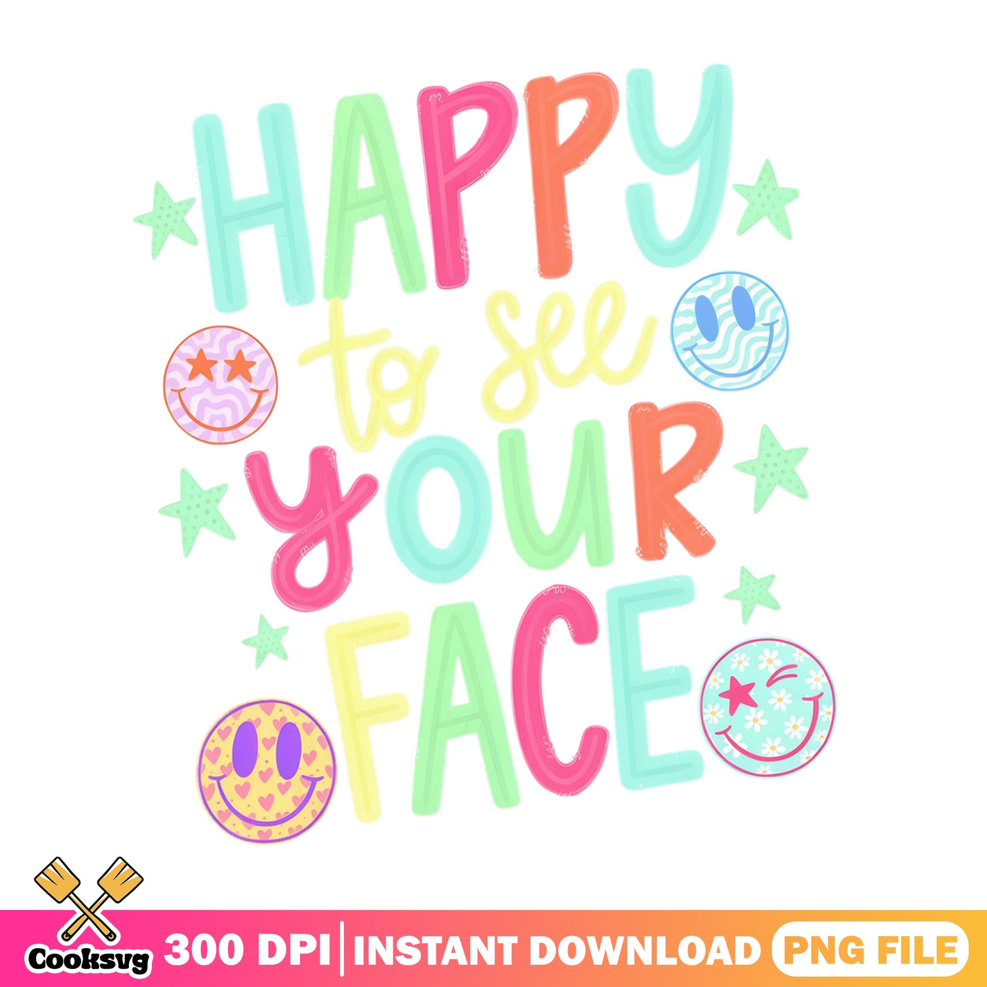 Happy To See Your Face PNG, Smiley Face PNG, Retro Groovy PNG