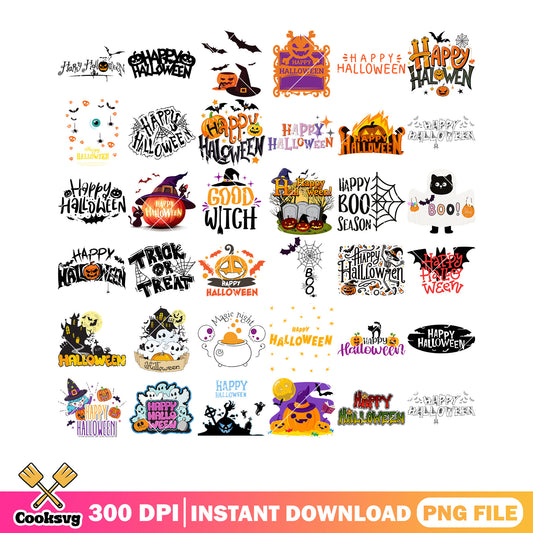 Happy boo season png bundle, full moon night png, jack o lantern png