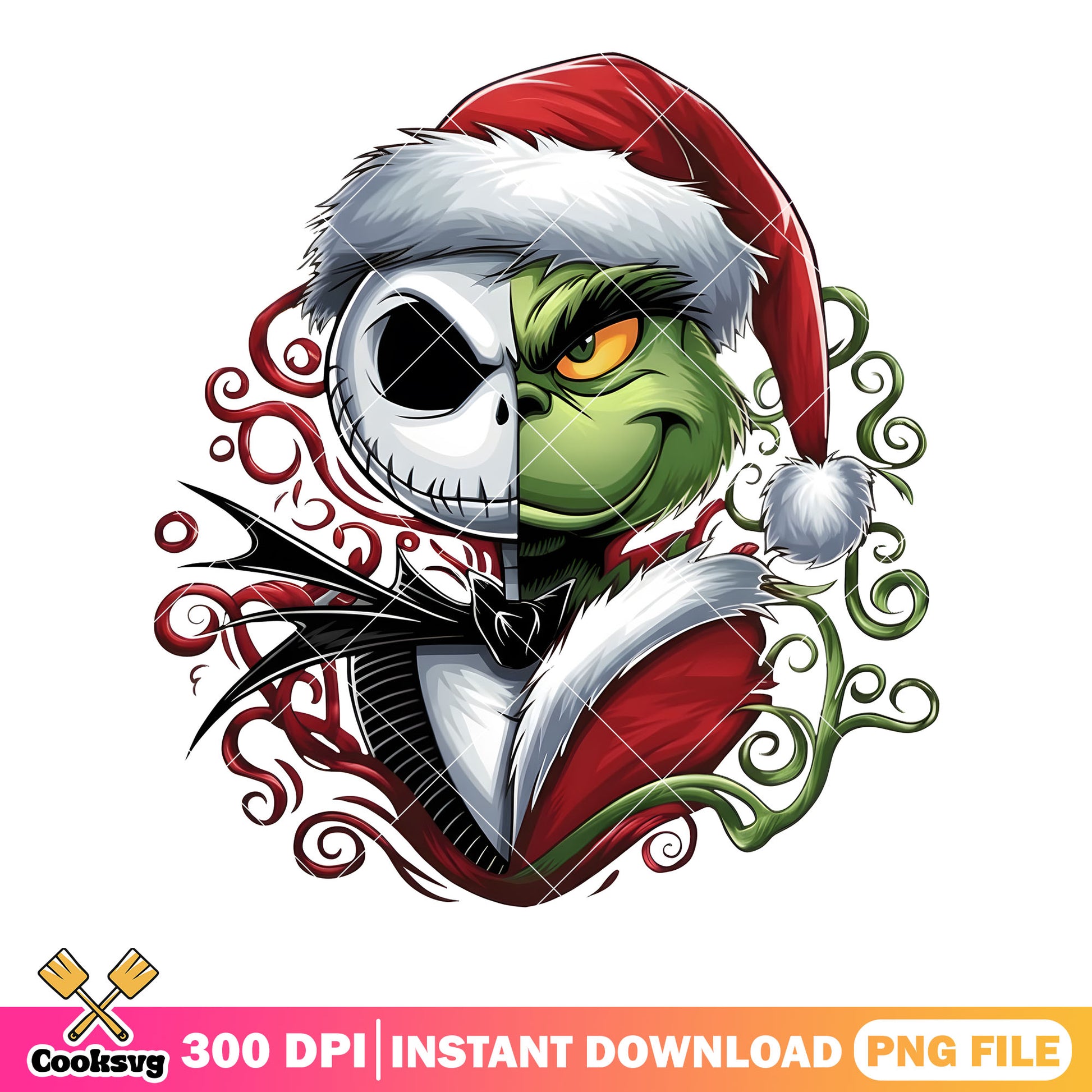 Happy chrismas png, creepy Grinch png, jack skelington png
