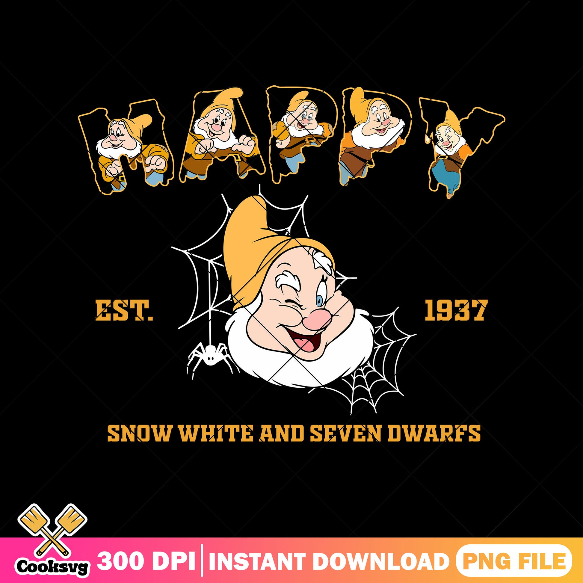 Happy est 1937 png, happy dwarf​ png, walt disney world png