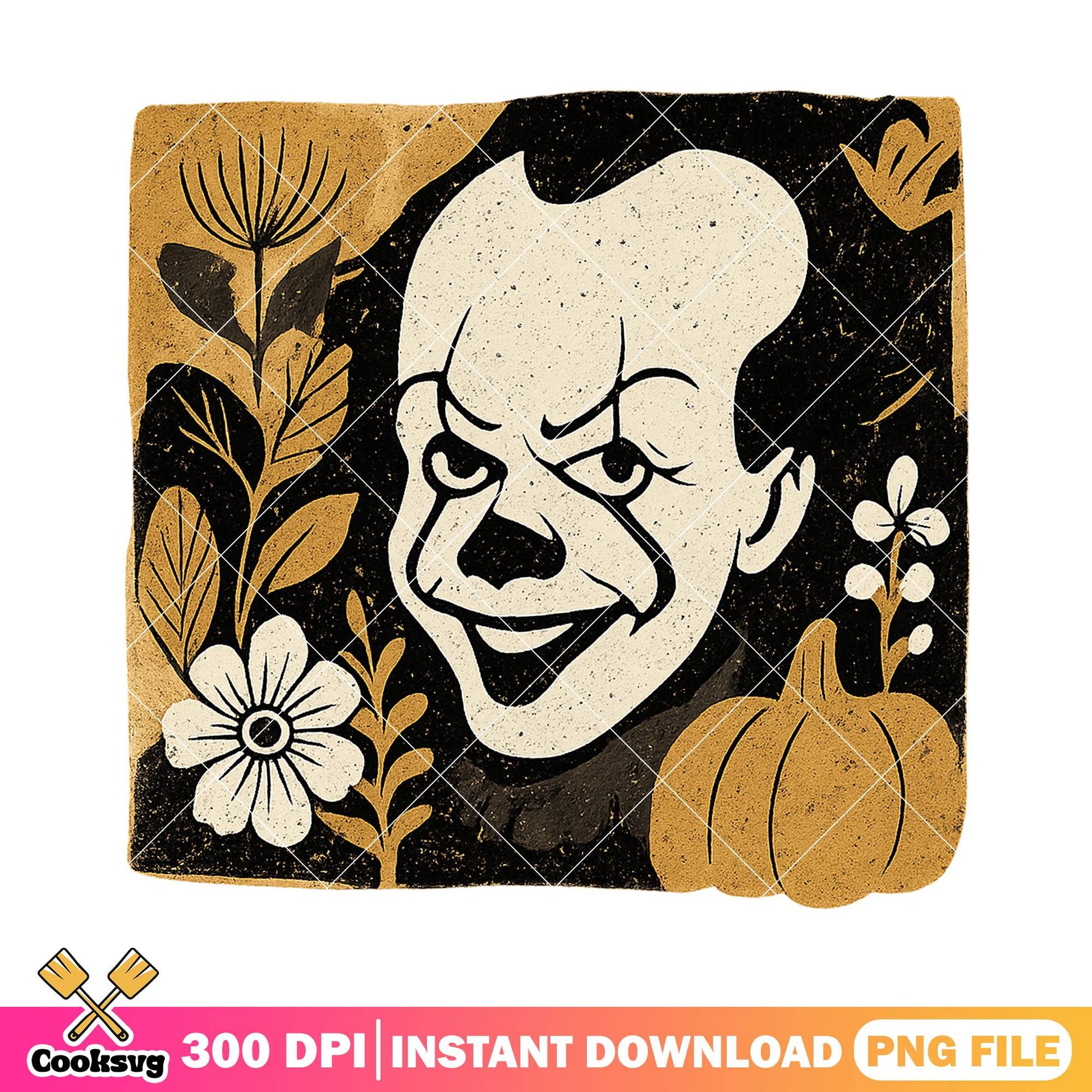 Happy face pennywise design png, pennywise art png, halloween art png