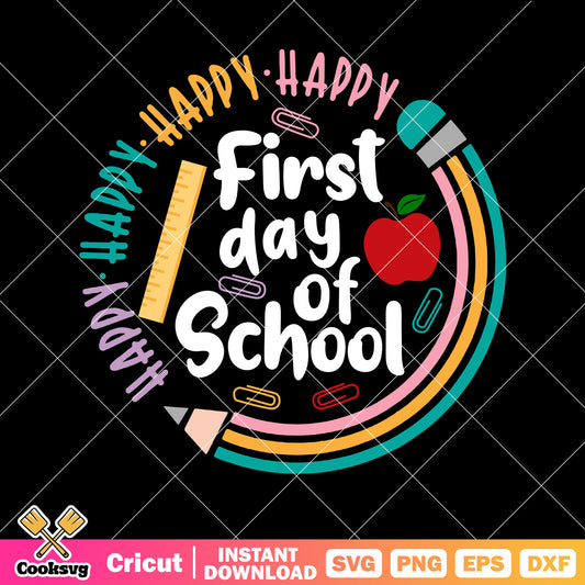 Happy first day of school black svg, first day of school​ svg