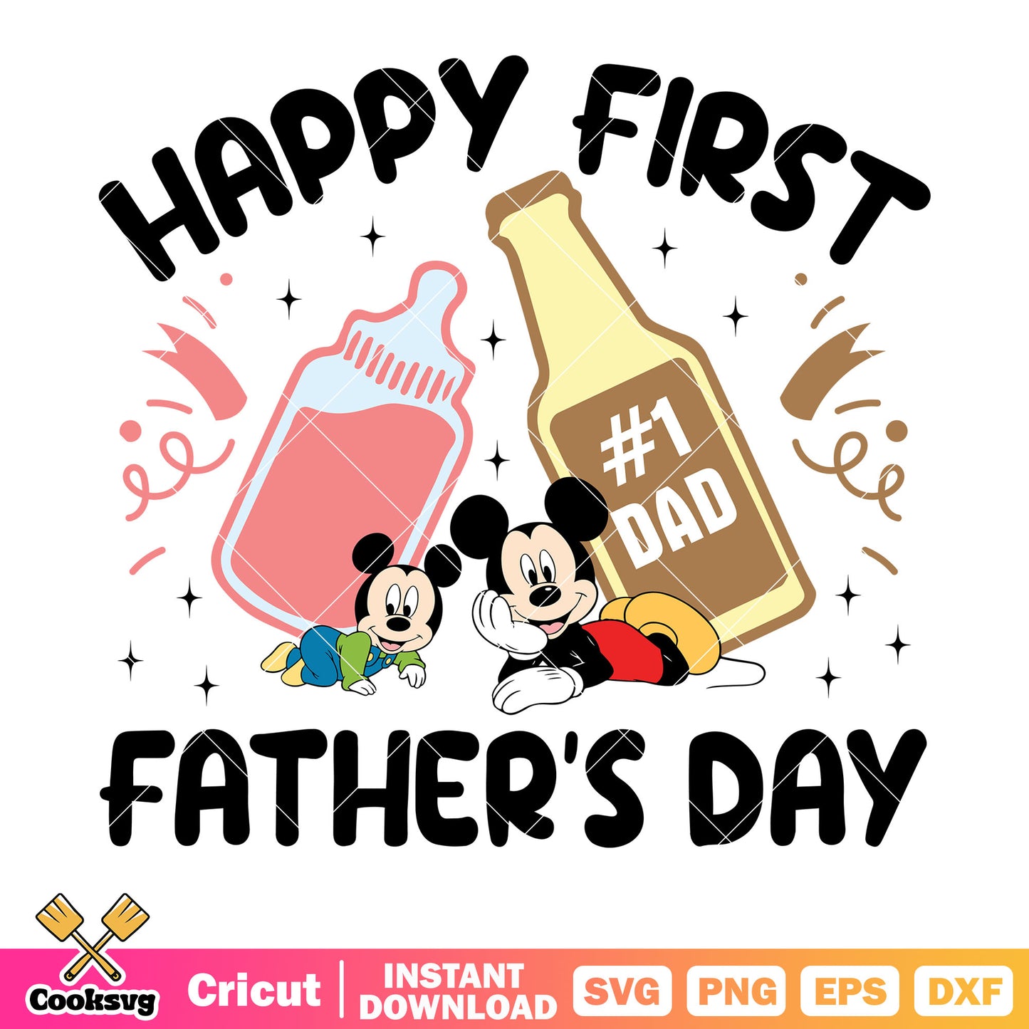 Happy first fathers day mickey mouse svg, disney father day svg, mickey baby svg