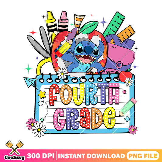 Happy fourth grade stitch png, stitch cute png, back to school idea png