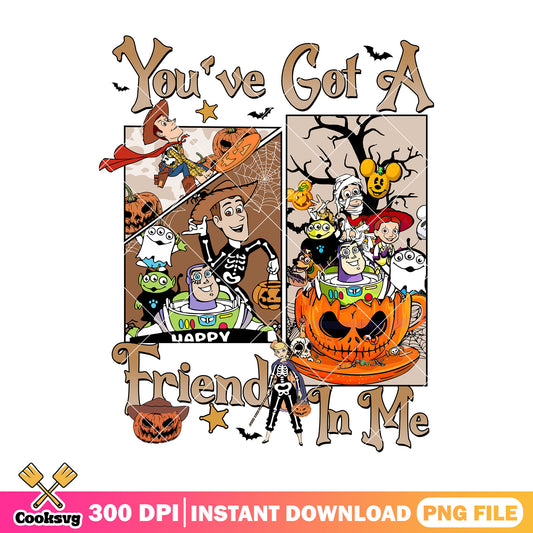 Happy friend in halloween png, halloween cartoon png, toy story png