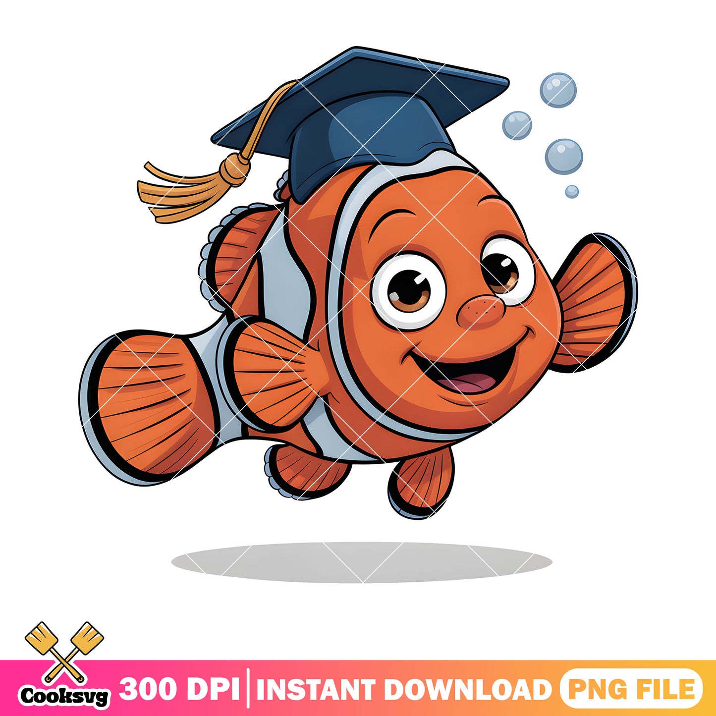 Happy graduate nemo png, clownfish nemo png, disney nemo png