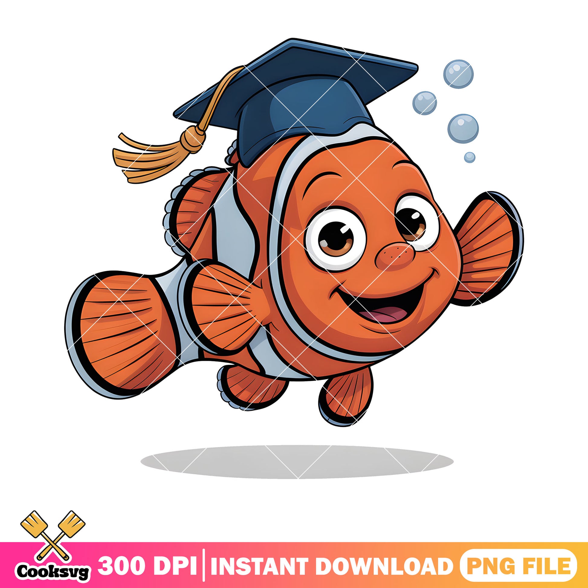 Happy graduate nemo png, clownfish nemo png, disney nemo png