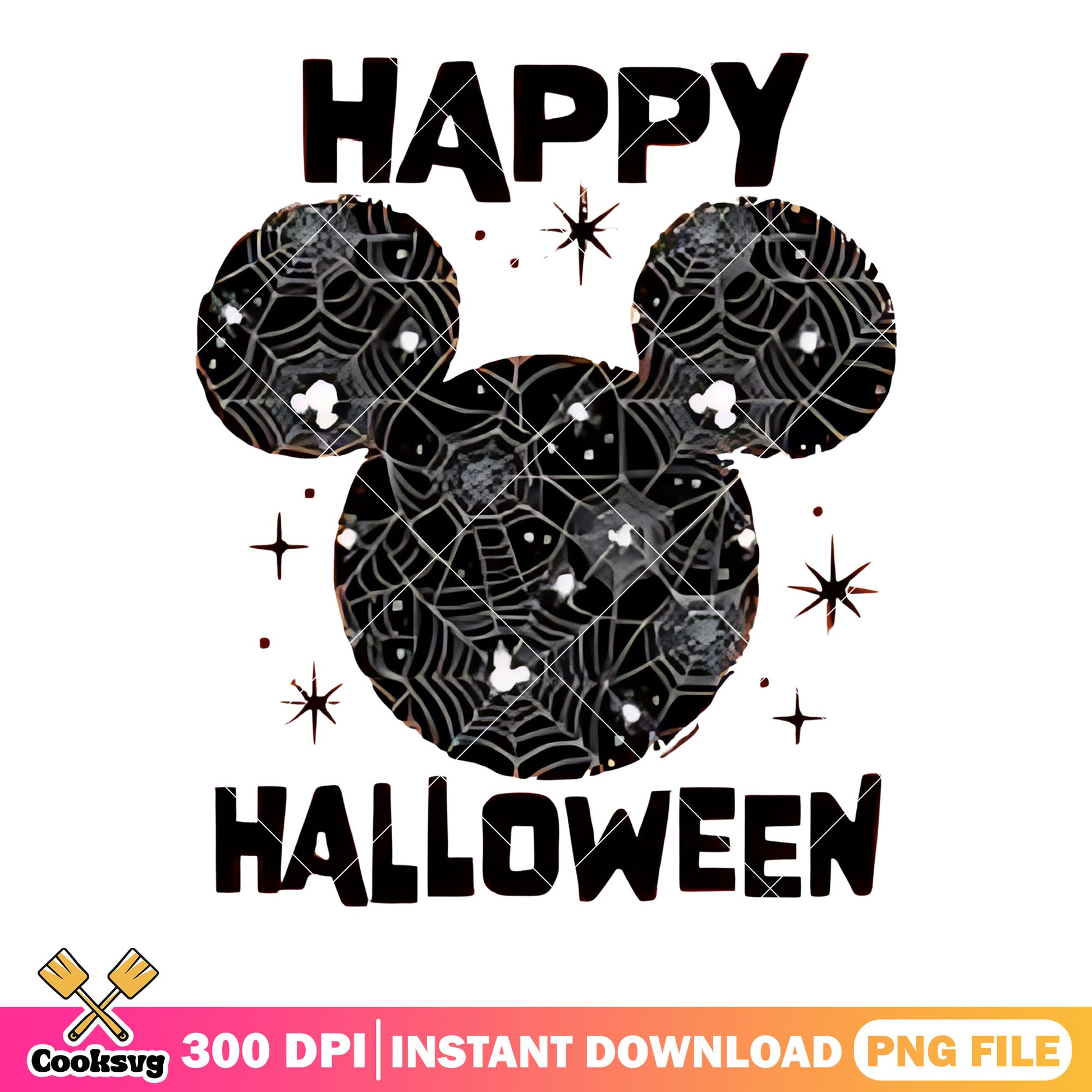 Happy halloween png, mickey spider web​ png, disney character png