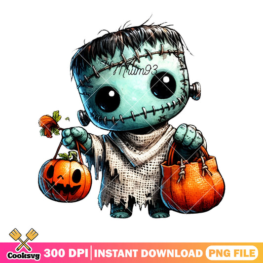 Happy jack o latern art png, frankenstein png, scary halloween png