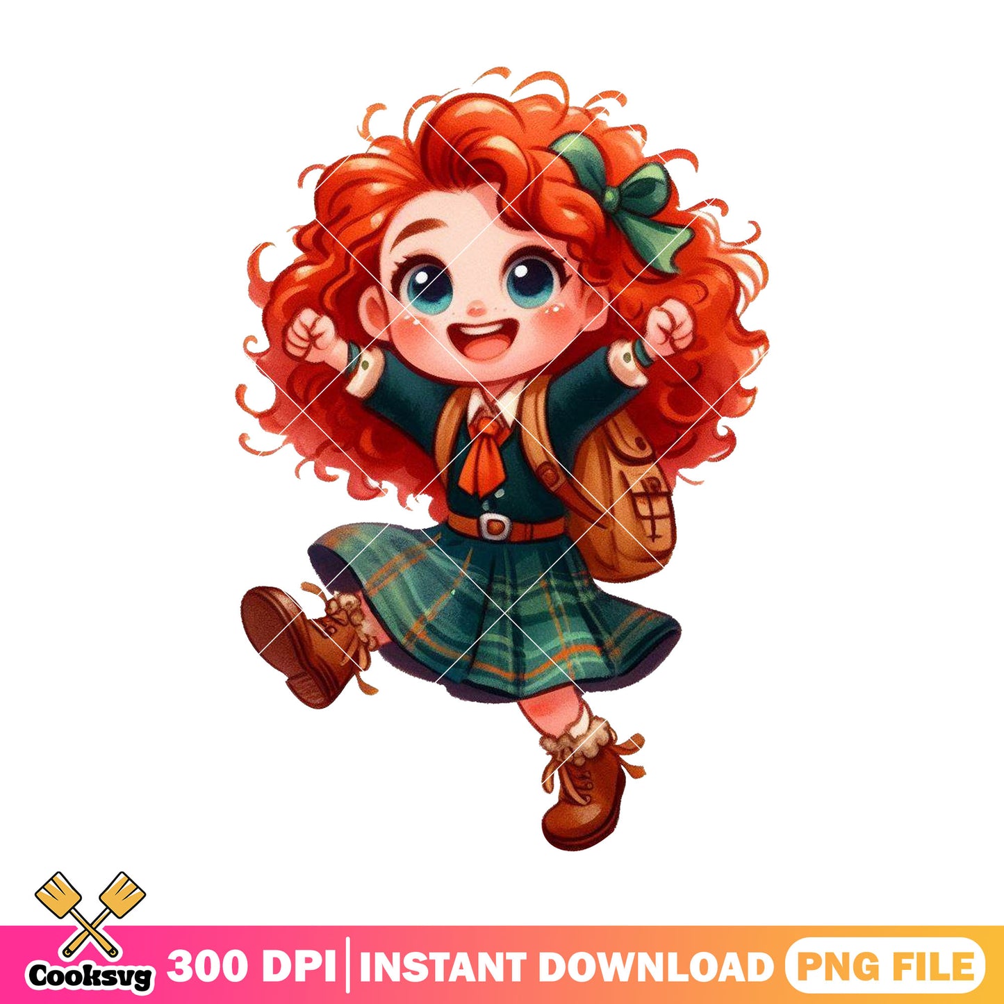 Happy merida chibi png, back to school art png,​​ merida disney png