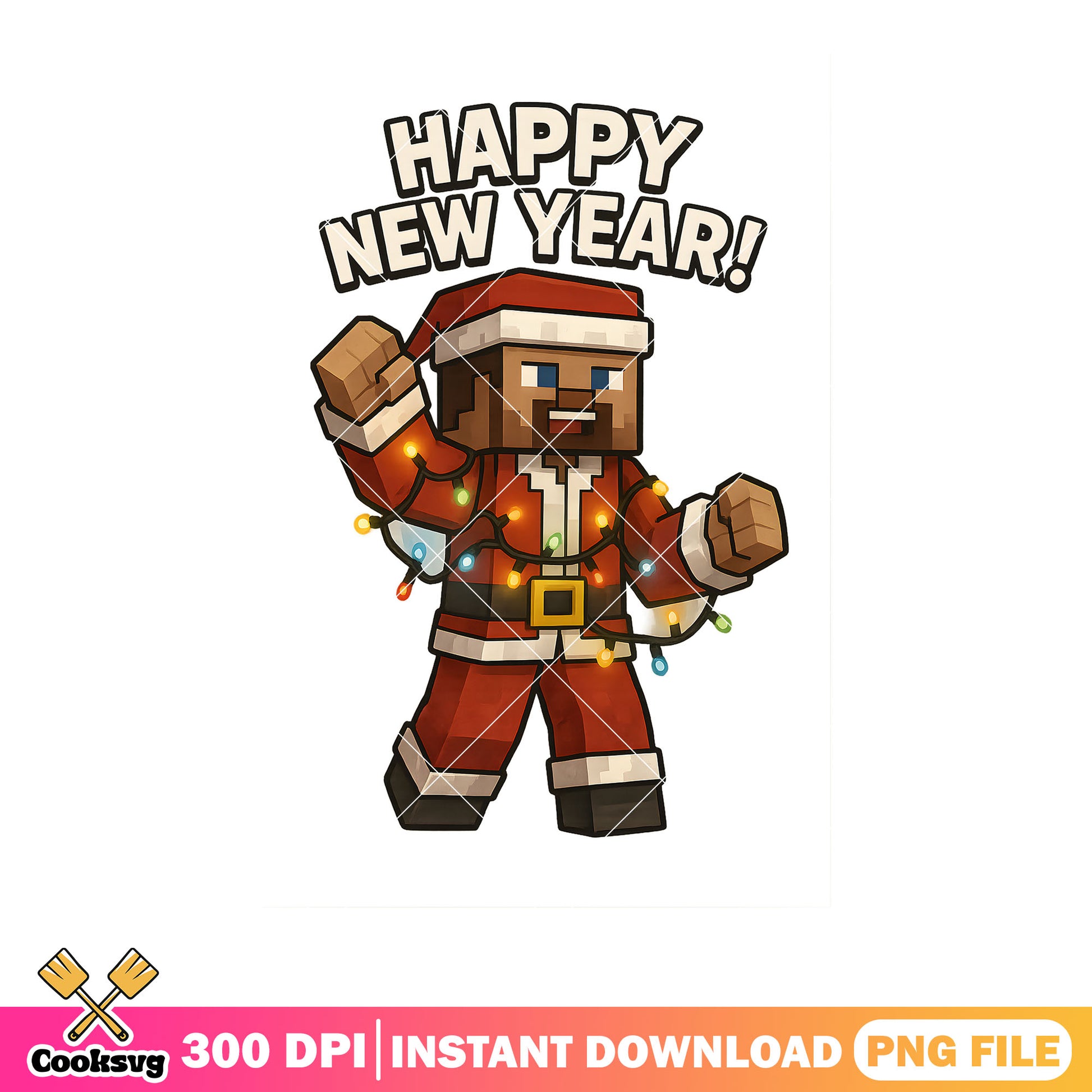 Happy new year steve png, santa claus costume png, mojang studio png