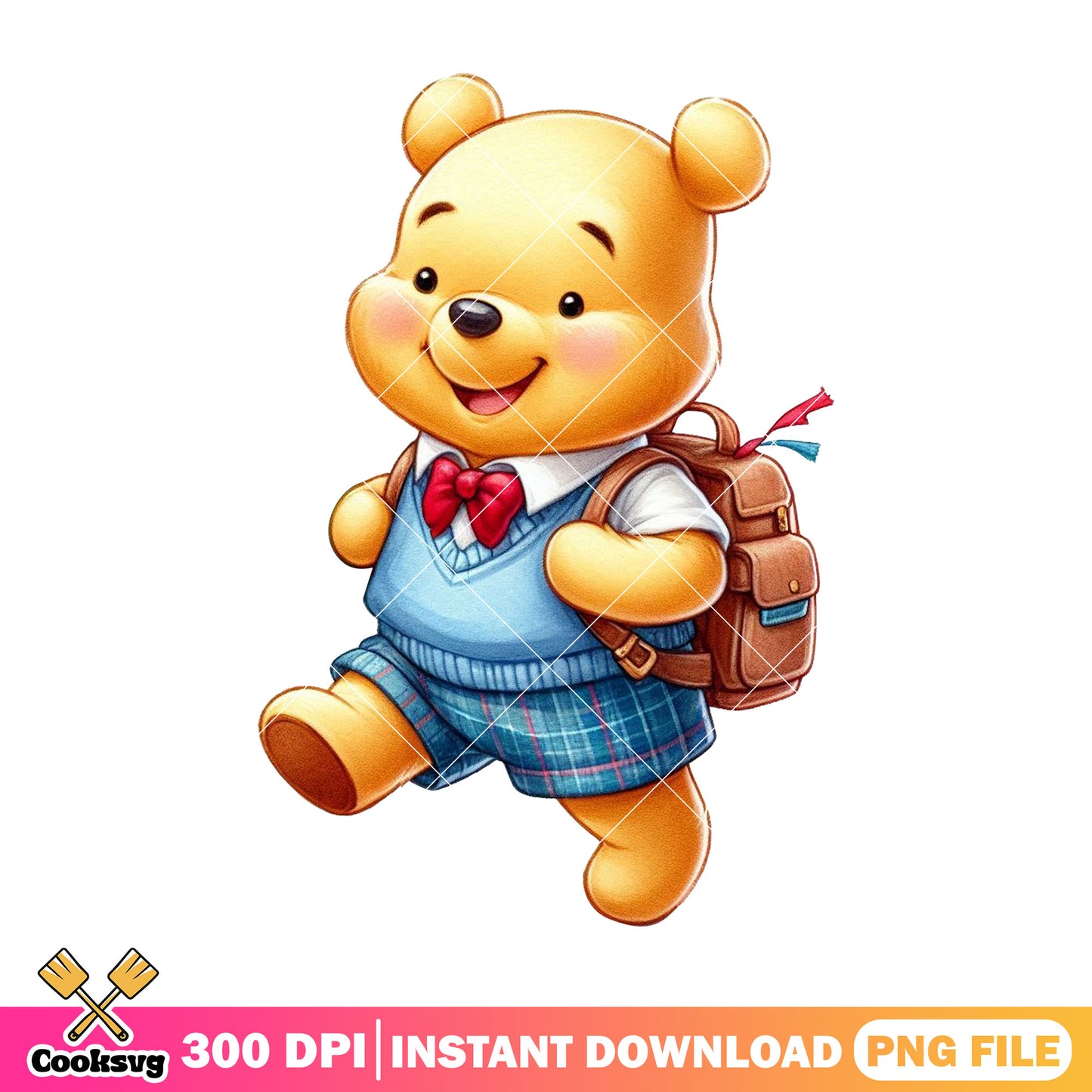 Happy pooh bear chibi png, go back to school png, pooh standing png