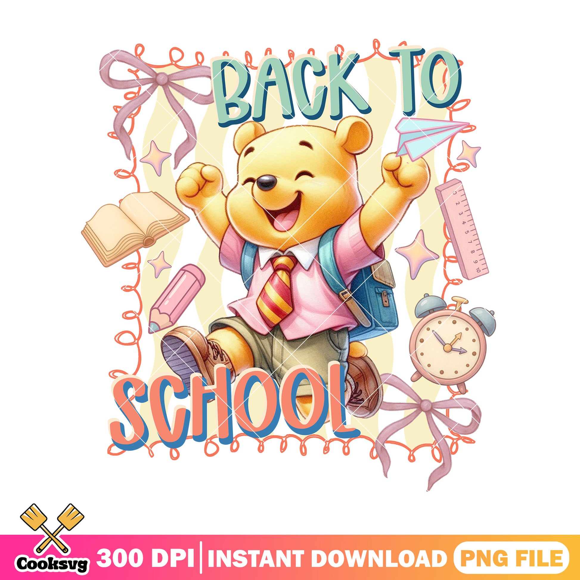 Happy pooh design file png, back to school art png, disney world png