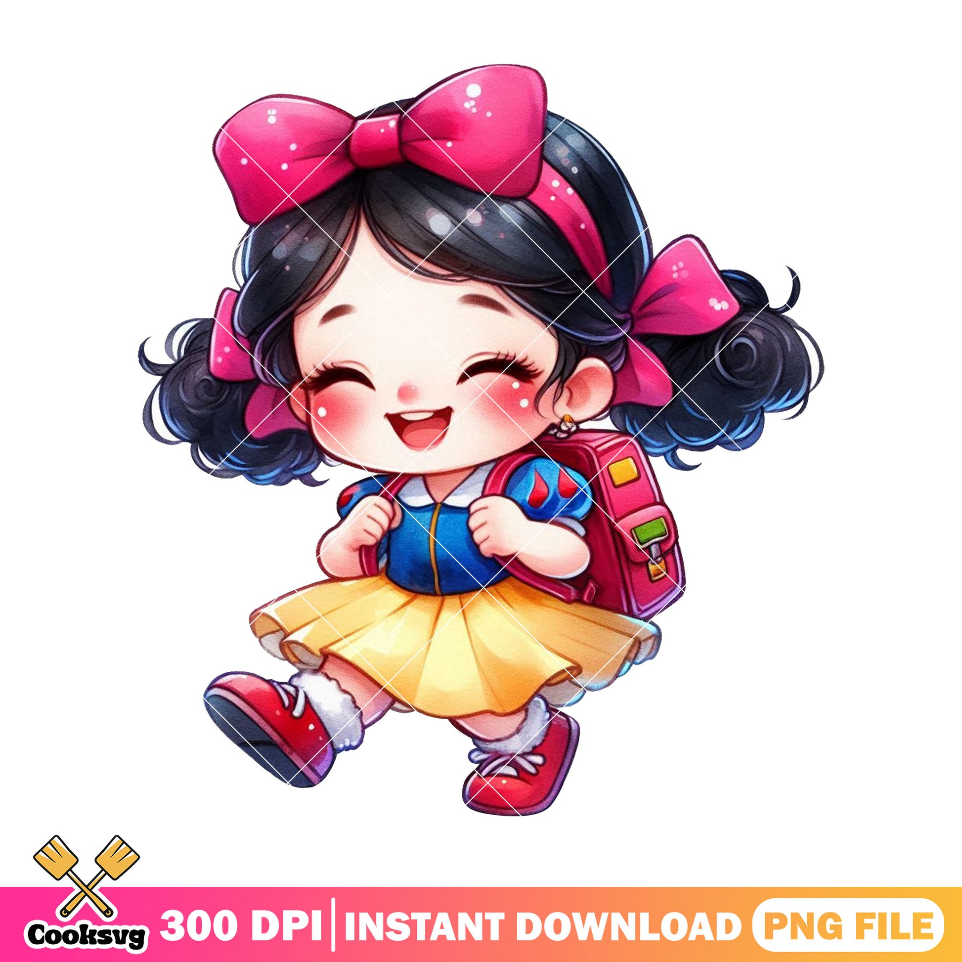 Happy snow white png, back to school clothes png, princess cartoon png