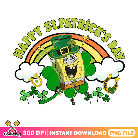 Happy st patrick day with spongebob png, spongebob squarepants​ png