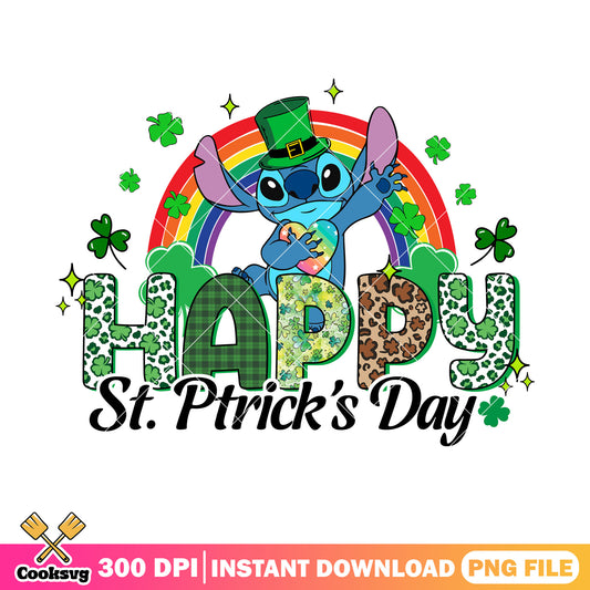 Happy st patrick day with stitch png, stitch disney png