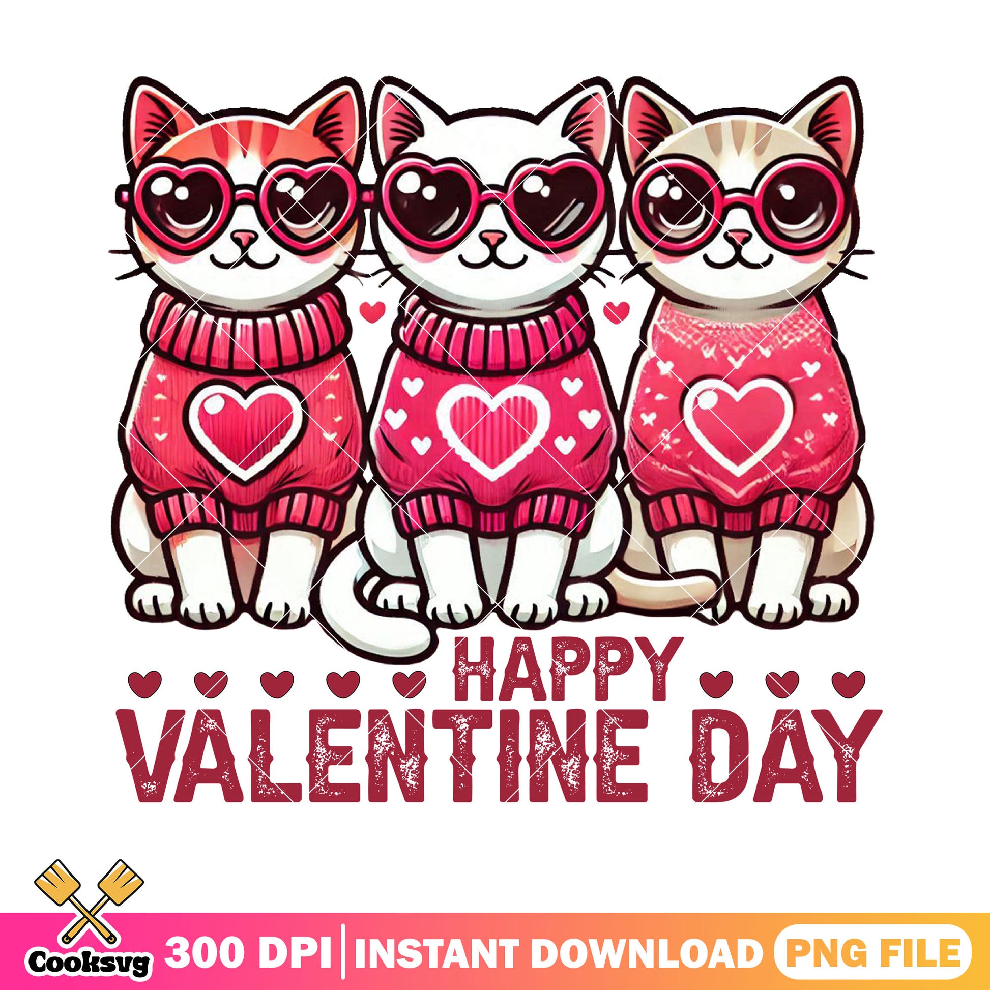 Happy valentine day png, valentines sweater png, valentines cat png