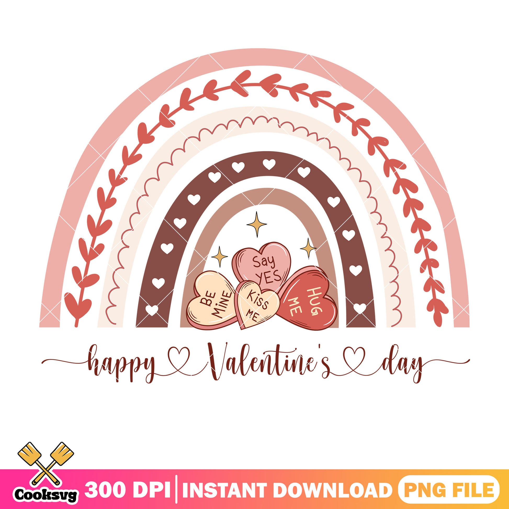 Happy valentines day rainbow png file, rainbow valentine png