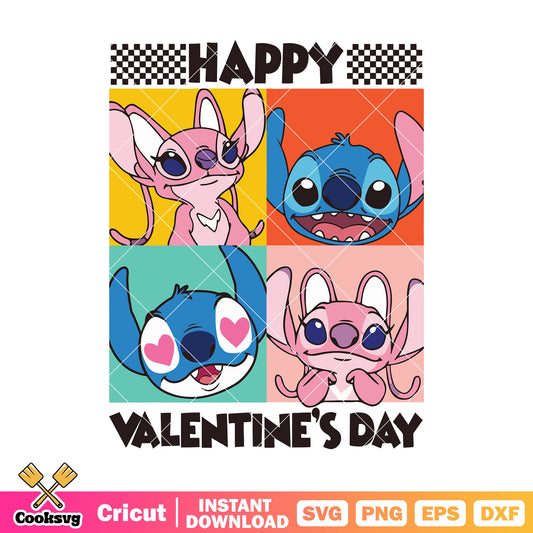 Happy valentines day with stitch svg, stitch valentine svg