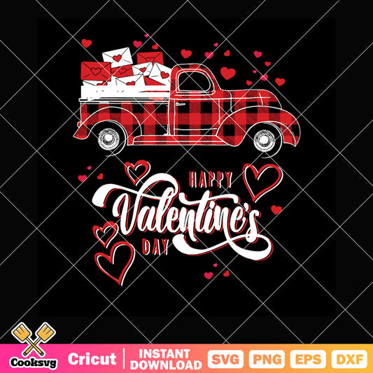 Happy valentines day with truck svg, happy valentine day svg