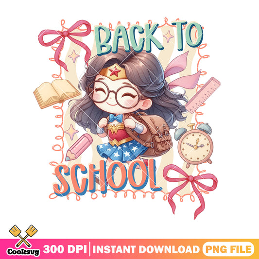 Happy wonder woman file png, dc chibi png, going back to school png
