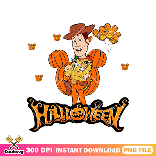 Happy woody design png, halloween colors png, disney woody png