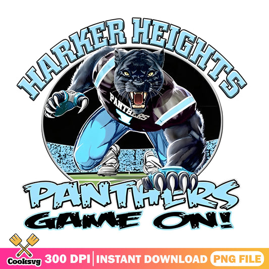 Harker Heights Panthers Game On, School Mascot PNG, Football PNG