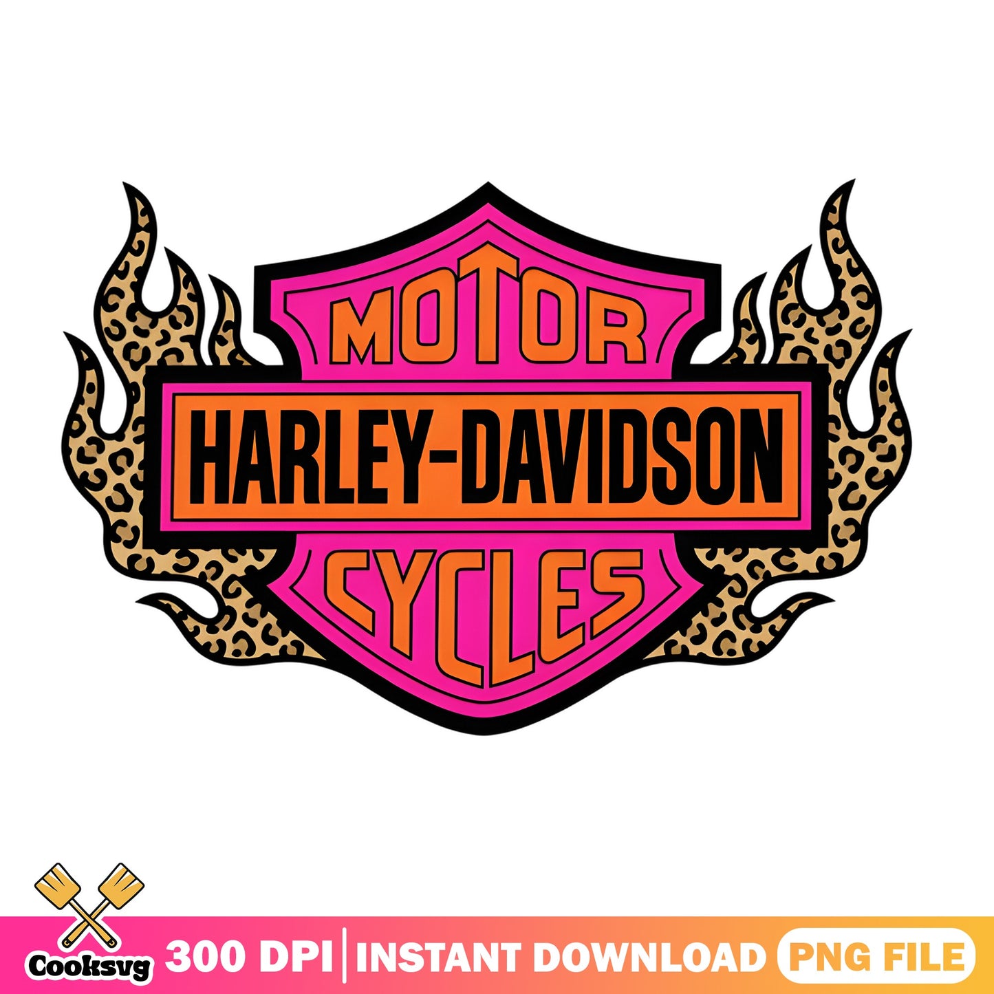 Harley Davidson Leopard Flame Pink PNG, Motorcycle PNG, Biker PNG