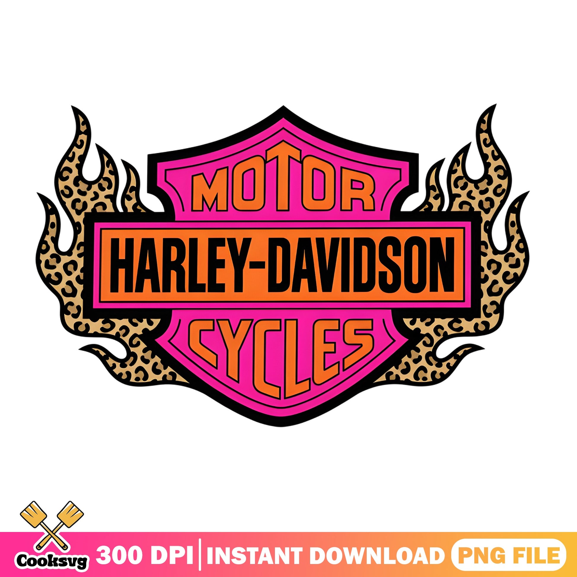 Harley Davidson Leopard Flame Pink PNG, Motorcycle PNG, Biker PNG