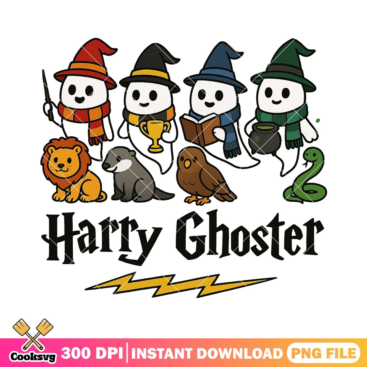 Harry ghoster with mascot png, harry ghoster png, scary ghost png