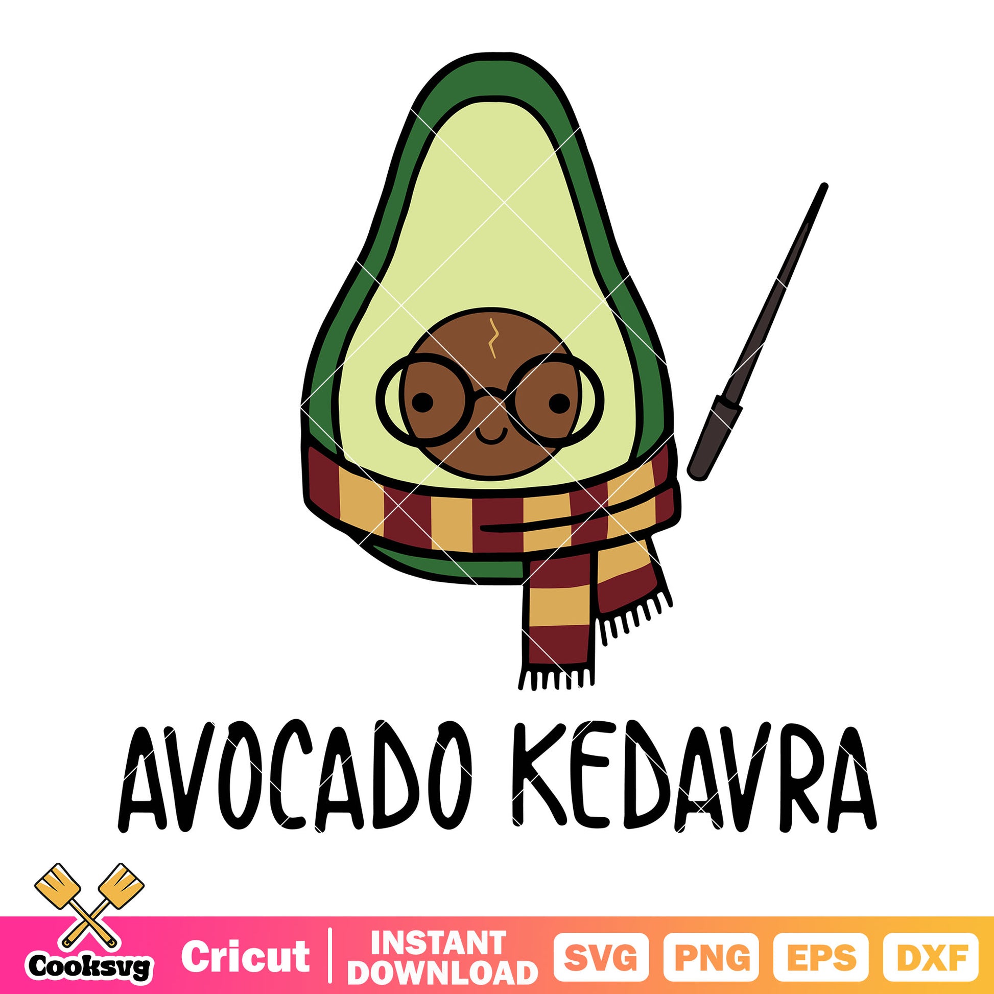 Harry potter Avocado kedavra svg, witch wand svg, brown scraf svg