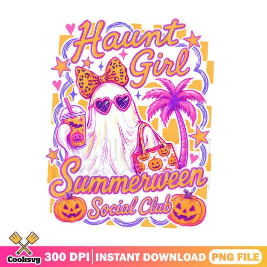 Haunt Girl Summerween Social Club PNG, Halloween Ghost PNG, Spooky Season PNG