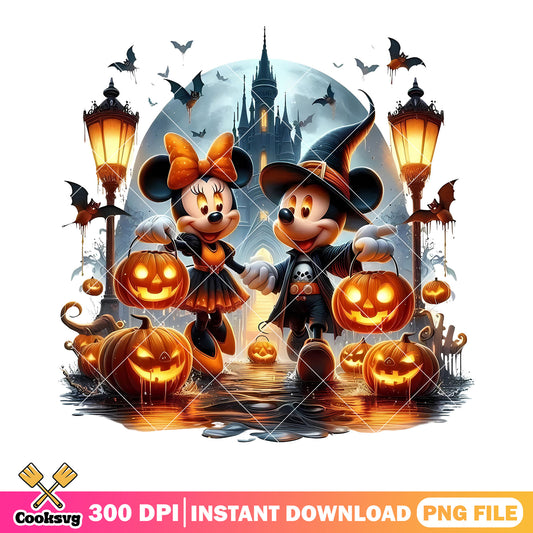 Haunted castle png, full moon night png, disney character png