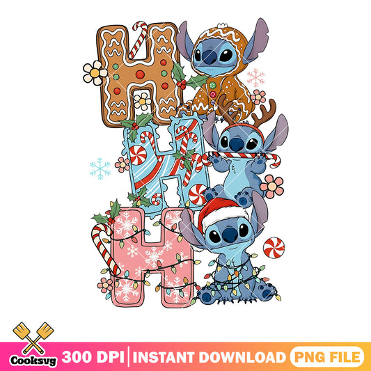 H cookies christmas png, stitch png, santa claus costume png