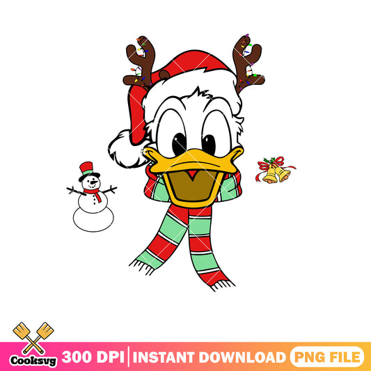 Head donald duck christmas png, donald christmas png, disney christmas png