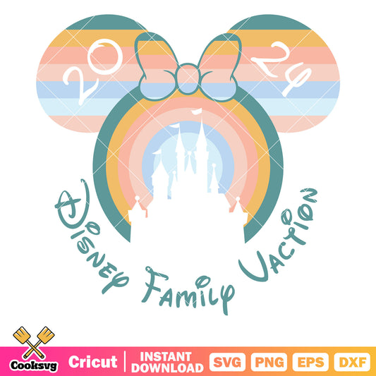 Head minnie color disney family vacation svg, disney family vacation svg